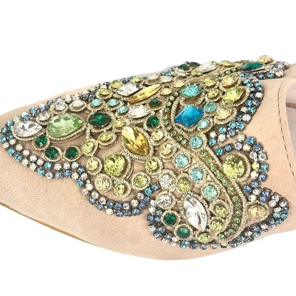 Jeffrey Campbell For Anthropologie Olden Flats Gem Embellished Suede Shoe 5.5M - Picture 8 of 11